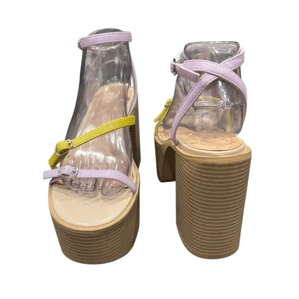 Urban Outfitters Eliza Strappy Platform Block Heel Sandals Size 8